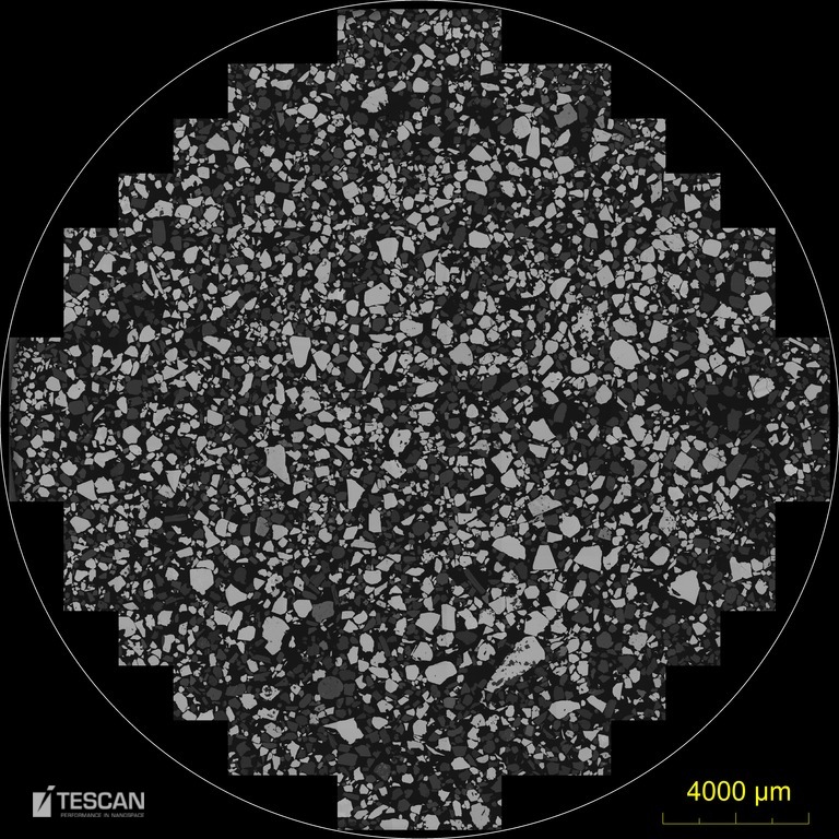 Stitched image of heavy mineral sand 25 mm in diameter Stitched image of heavy mineral sand 25 mm in diameter